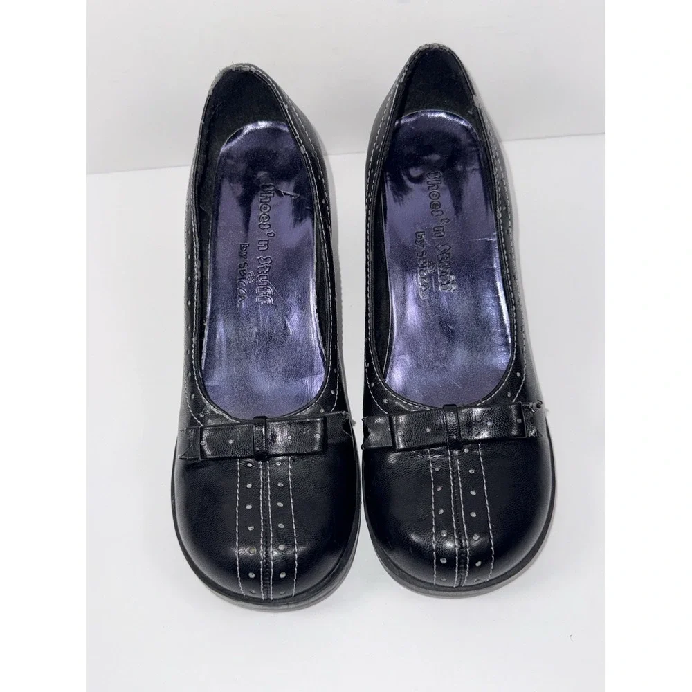Vintage Y2K Chunky Platform Heel Pump Whimsigoth Bow Dark Academia Grunge Size 7 - Picture 3 of 16